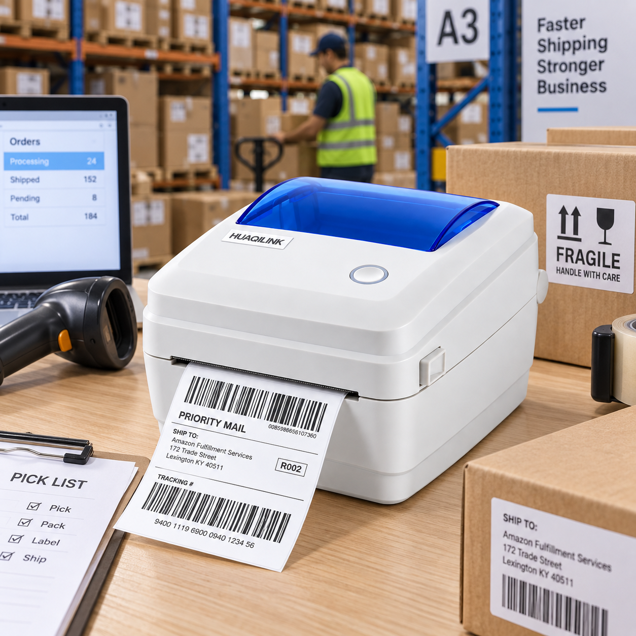 HQL-HQ480 warehouse barcode label printing