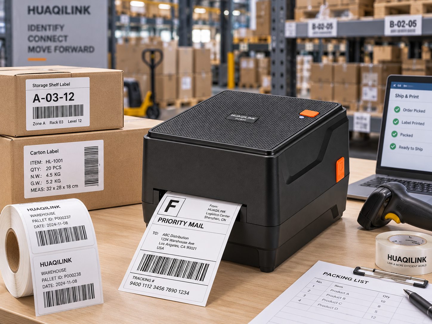 HQL-HQ490 warehouse barcode label printing