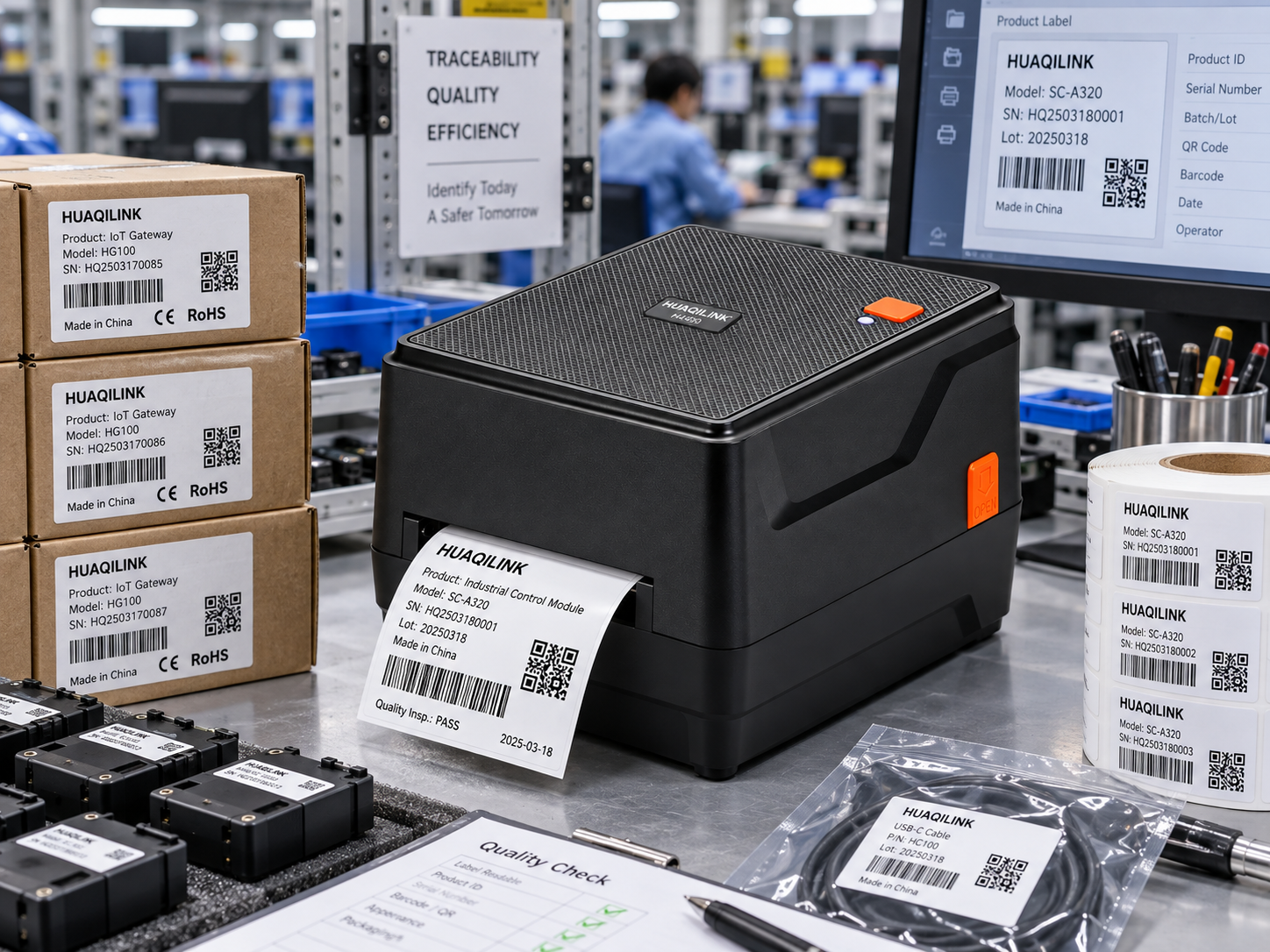 HQL-HQ490 manufacturing traceability label printing