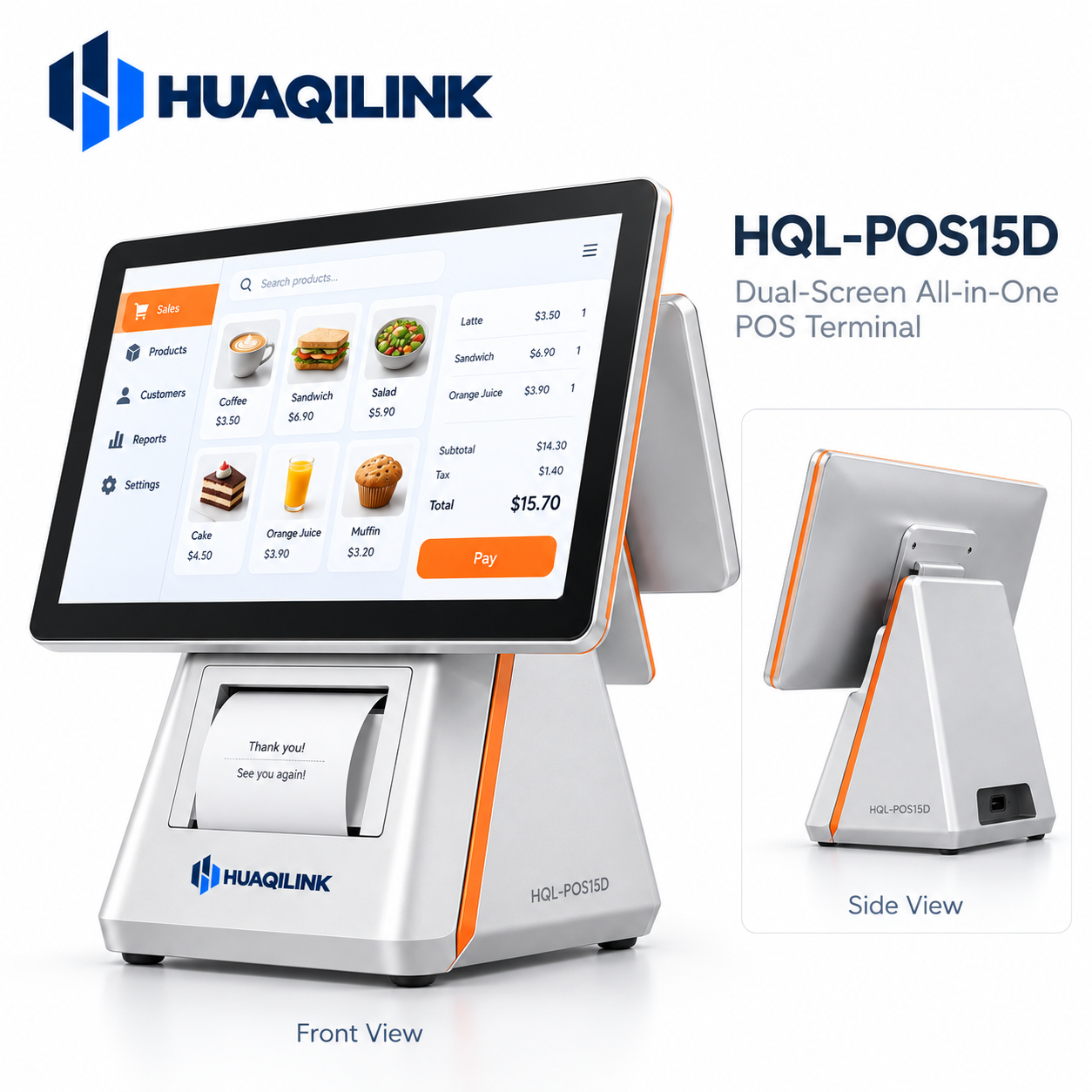 HQL-POS15D Dual-Screen Smart POS Terminal